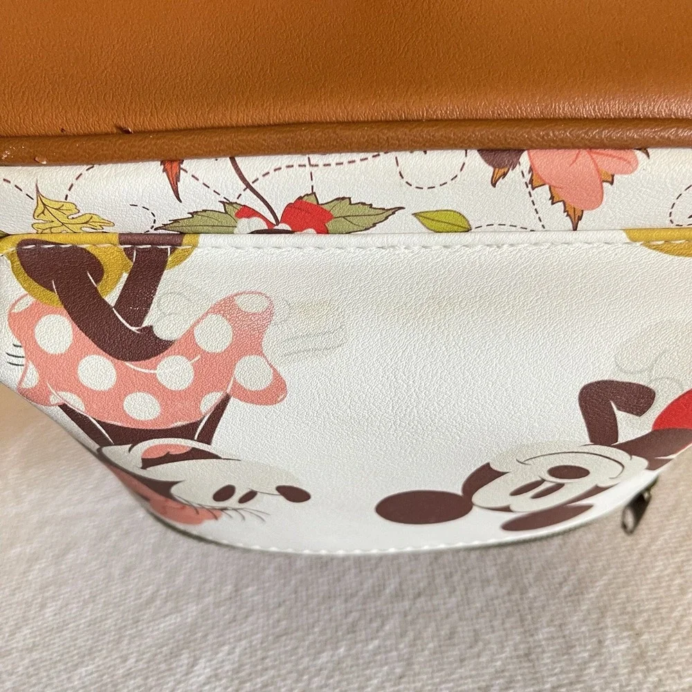 Loungefly Disney Minnie Mickey Mouse Fall Foliage Autumn Leaves Backpack USED